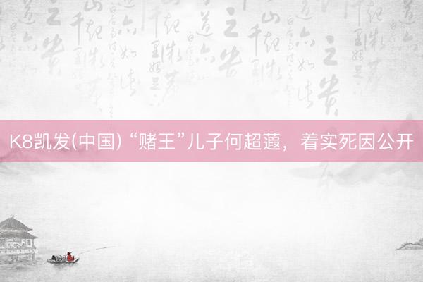 K8凯发(中国) “赌王”儿子何超蕸,着实死因公开