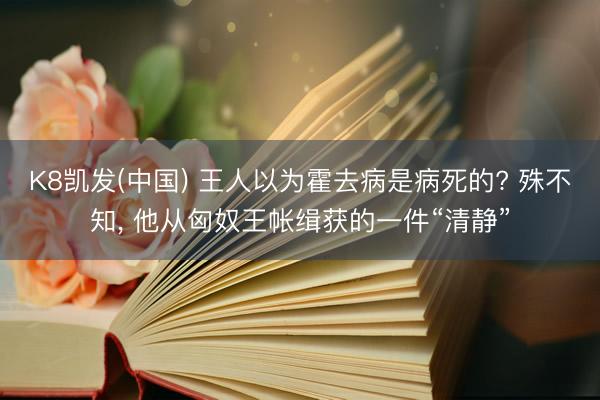 K8凯发(中国) 王人以为霍去病是病死的? 殊不知， 他从匈奴王帐缉获的一件“清静”