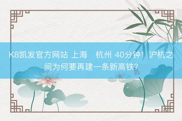 K8凯发官方网站 上海⇌杭州 40分钟！沪杭之间为何要再建一条新高铁？