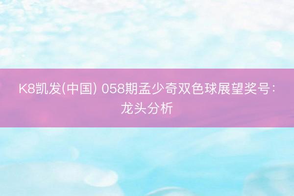 K8凯发(中国) 058期孟少奇双色球展望奖号：龙头分析