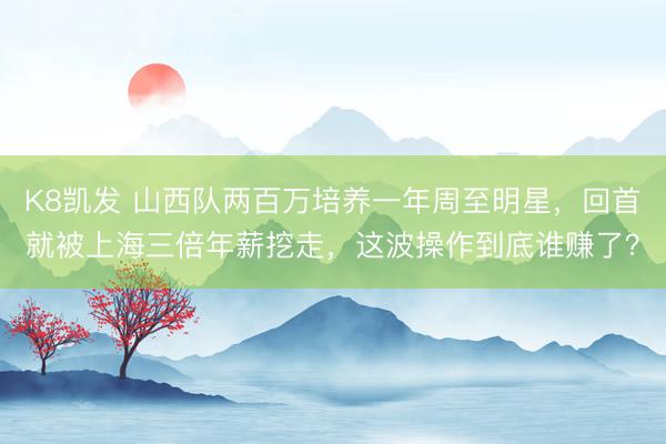 K8凯发 山西队两百万培养一年周至明星,回首就被上海三倍年薪挖走,这波操作到底谁赚了?