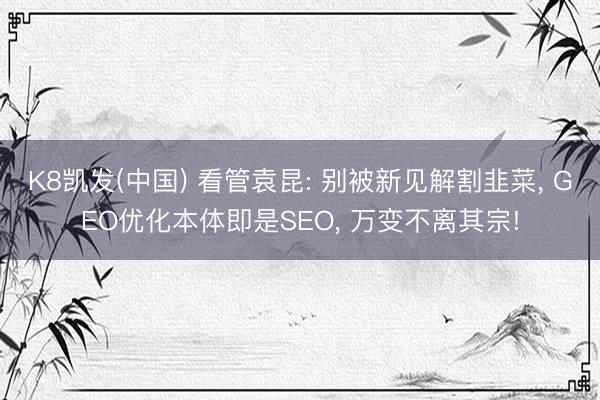 K8凯发(中国) 看管袁昆: 别被新见解割韭菜， GEO优化本体即是SEO， 万变不离其宗!