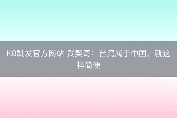 K8凯发官方网站 武契奇：台湾属于中国，就这样简便
