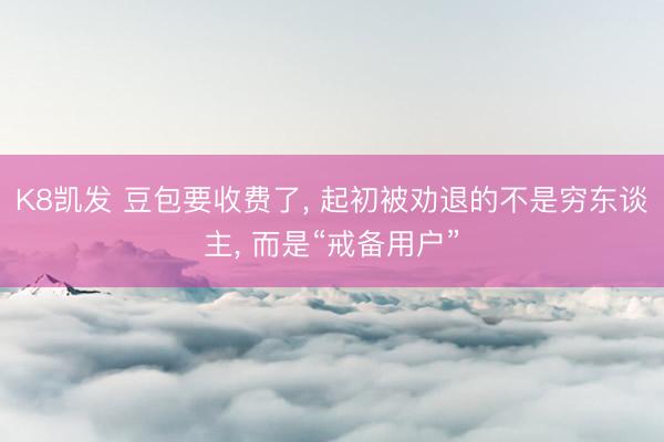 K8凯发 豆包要收费了， 起初被劝退的不是穷东谈主， 而是“戒备用户”